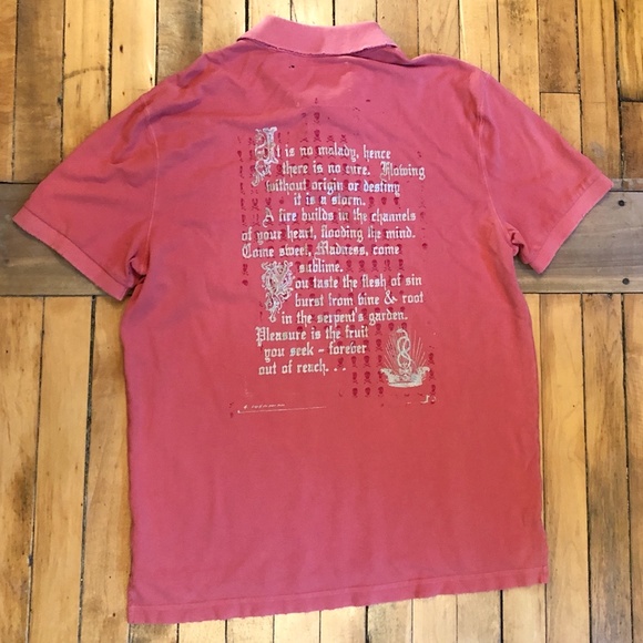 Express Graphic Polo, Salmon, Men's Sz Lg - Picture 3 of 5